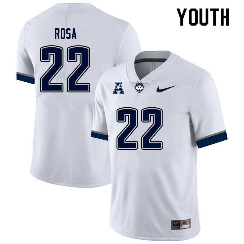 Youth #22 Victor Rosa Uconn Huskies College Football Jerseys Sale-White - Click Image to Close
